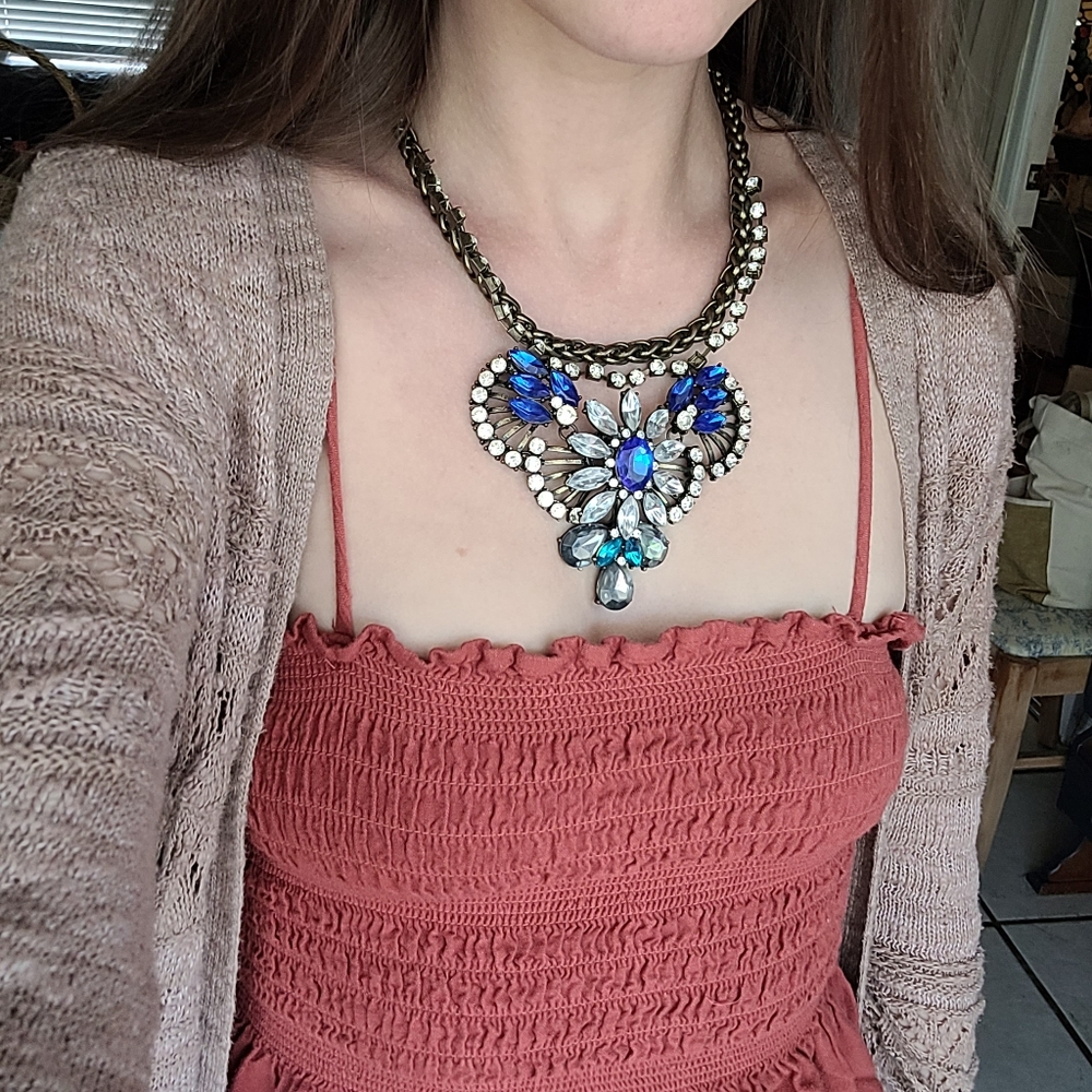 Blue and Silver Statement Necklace